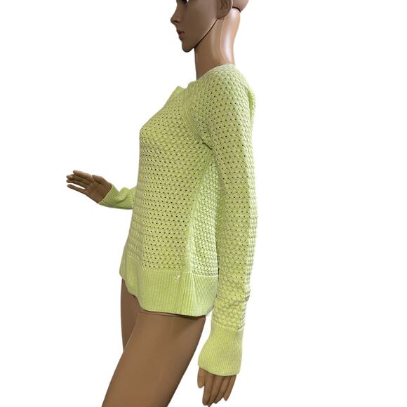 American Eagle Large Neon Open Cable Knit Sweater with Exposed Zipper  Y2K Style - Picture 3 of 10